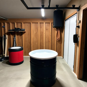 Lando Single-Person Ice Barrel in a garage gym