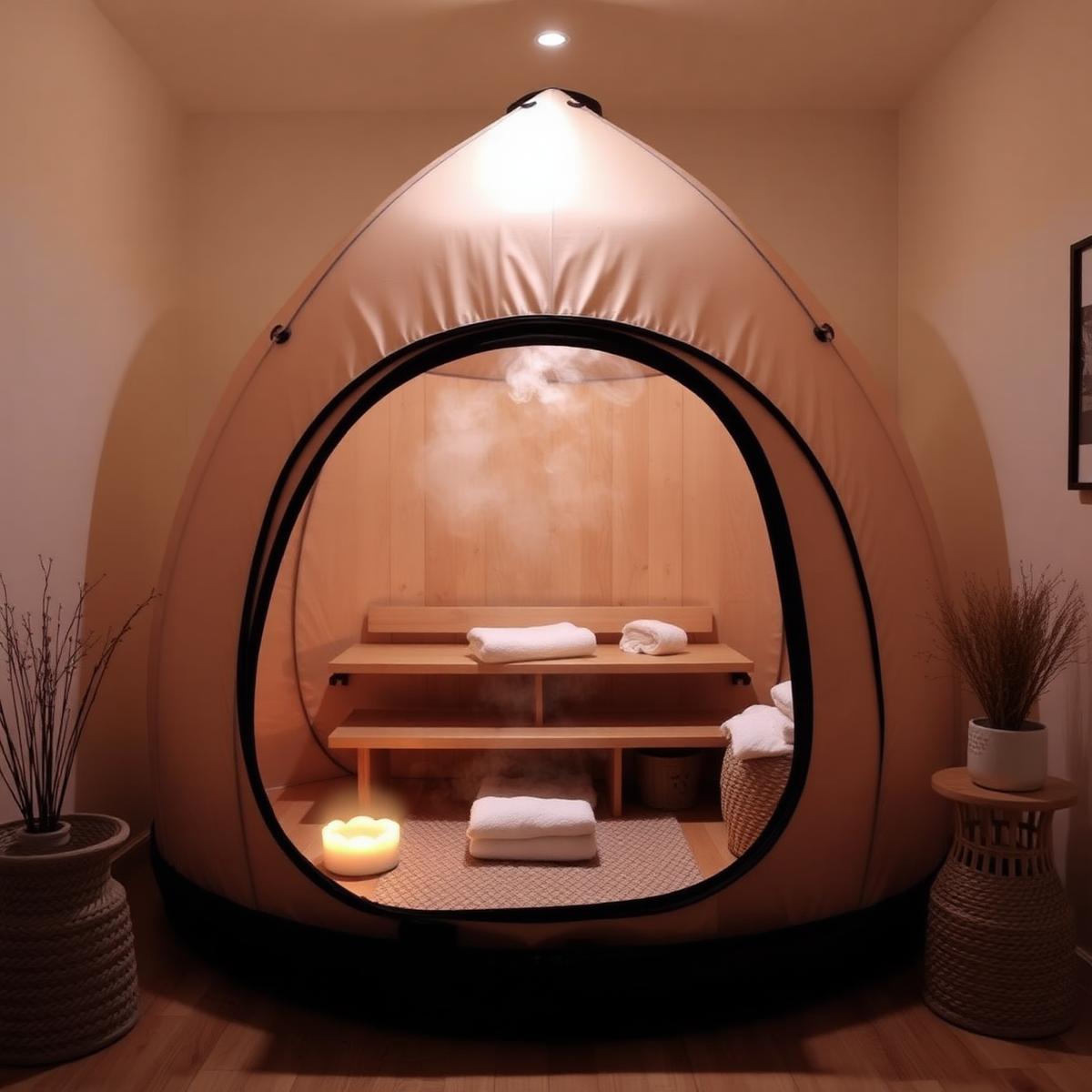 Lando Portable Steam Sauna Dome in a home spa room